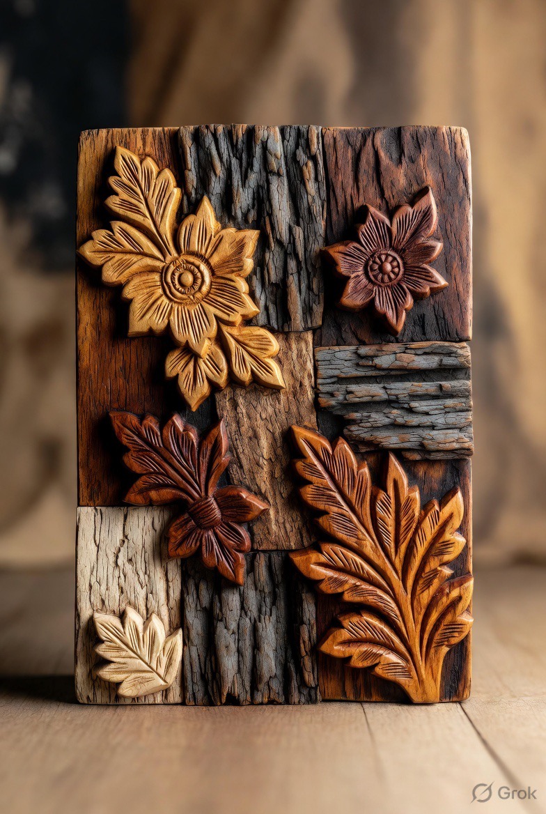 Bark and bloom multi-texture panel